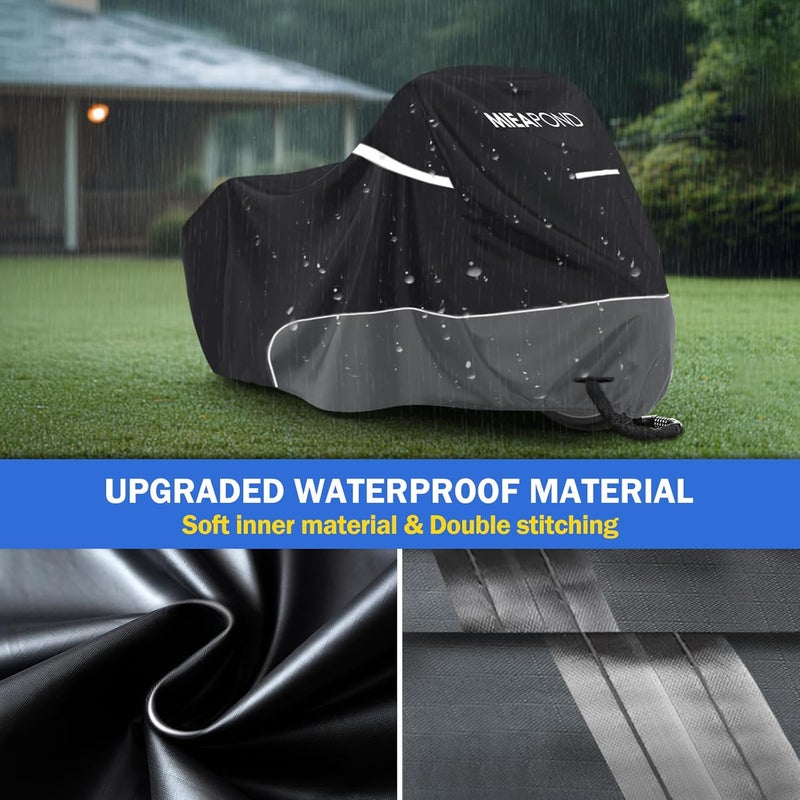 mieapond Motorcycle Cover for Harley Davidson Touring Models Road King, Road Glide, Street Glide, Electra Glide, Heritage Classic, Low Rider and More - Waterproof Motorcycle Cover Outdoor Storage - Image 4